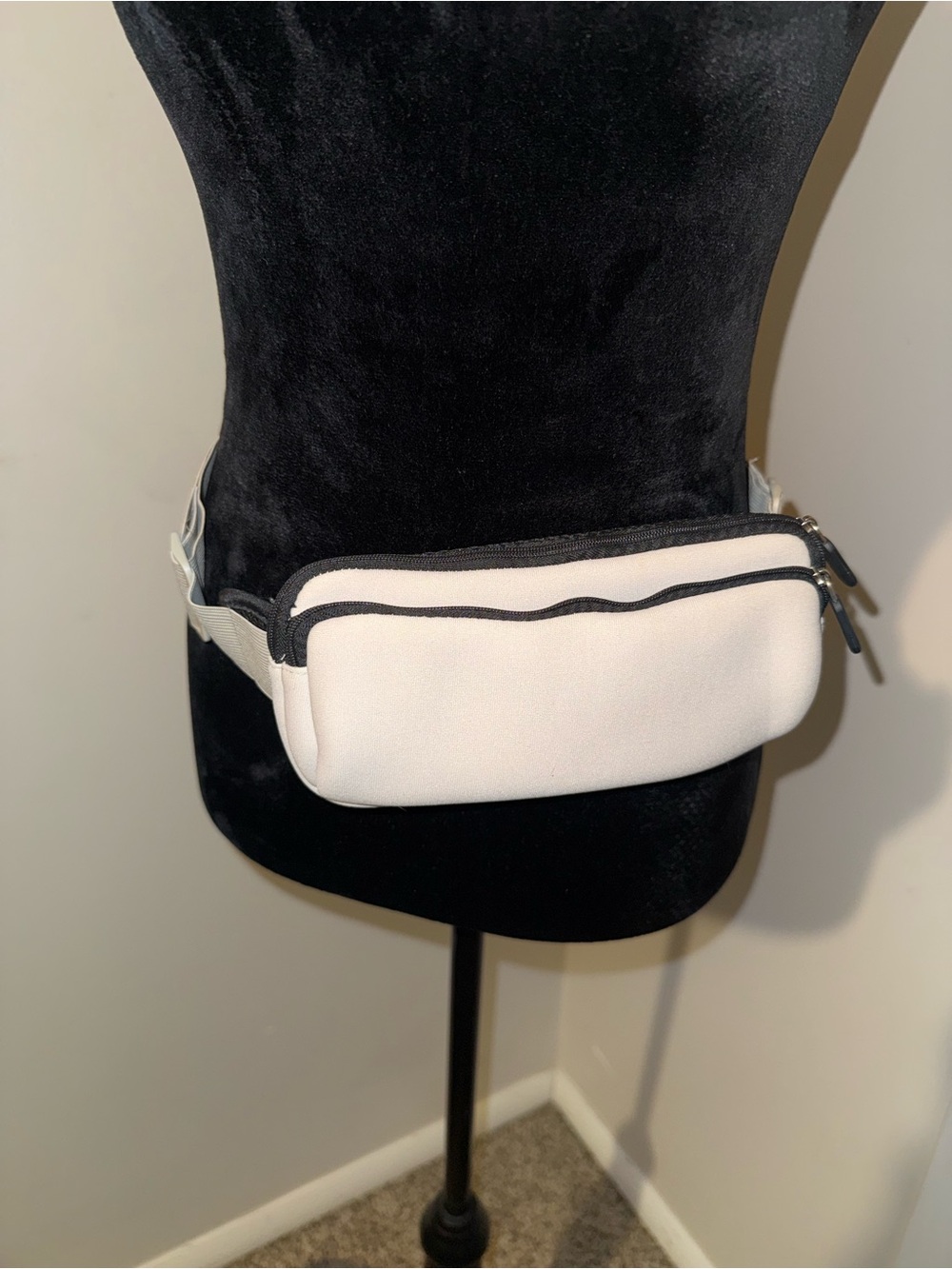 Cream and Black Contrast Belt Bag / crossbody